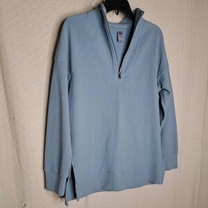 Te Verde Sky Blue Zip-Up Men's Sweater